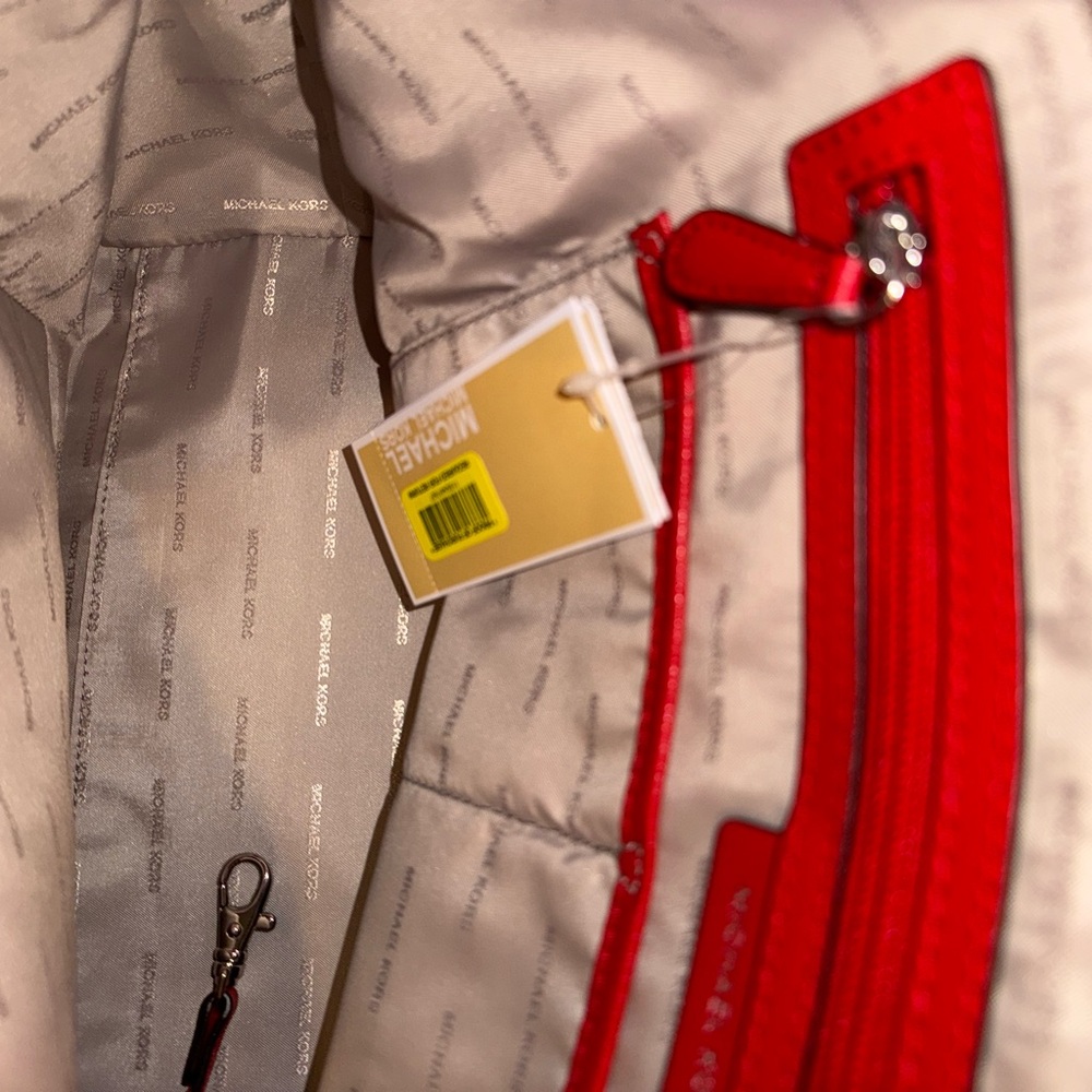 Michael Kors Red Studded Tote Bag - Picture 5 of 11